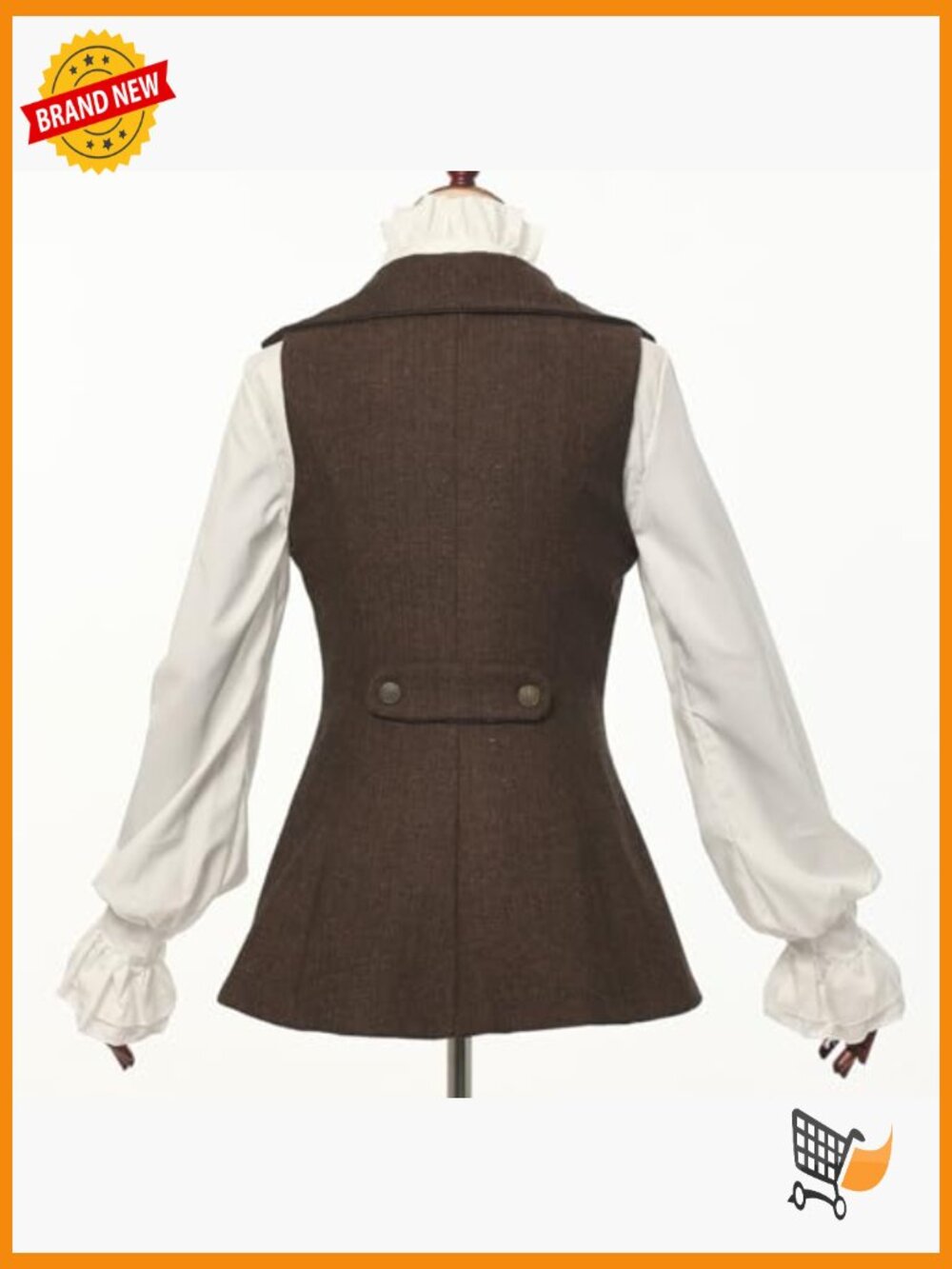 Victorian Waistcoat Tweed Vest Steampunk Tailcoat Renaissance Jacket Sleeveless - Picture 4 of 6